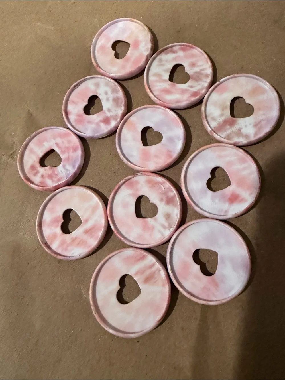 Happy Planner Mini 1” Pink Marble Heart Plastic Disc Set 10 Planner Discs
